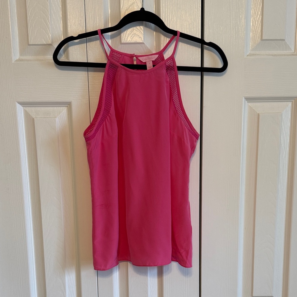 EUC Lilly Pulitzer Lipstick Pink 100% Silk Tank